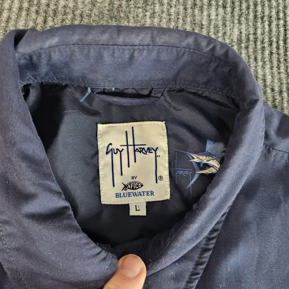 Guy Harvey Navy Blue Zip-Up Jacket with Embroidered Logo - Picture 3 of 12